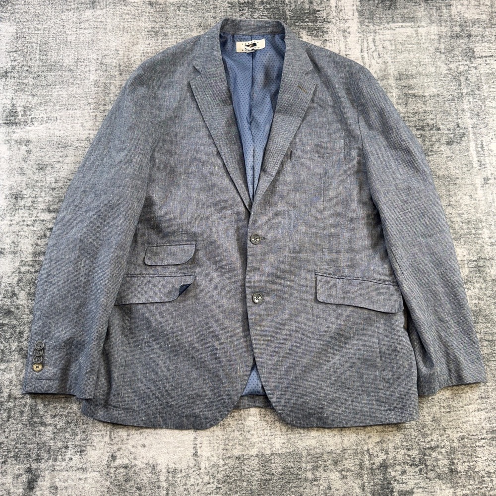 Joseph Abboud Blazer Jacket Mens XL Blue Heather Linen Blend Unstructured Casual
